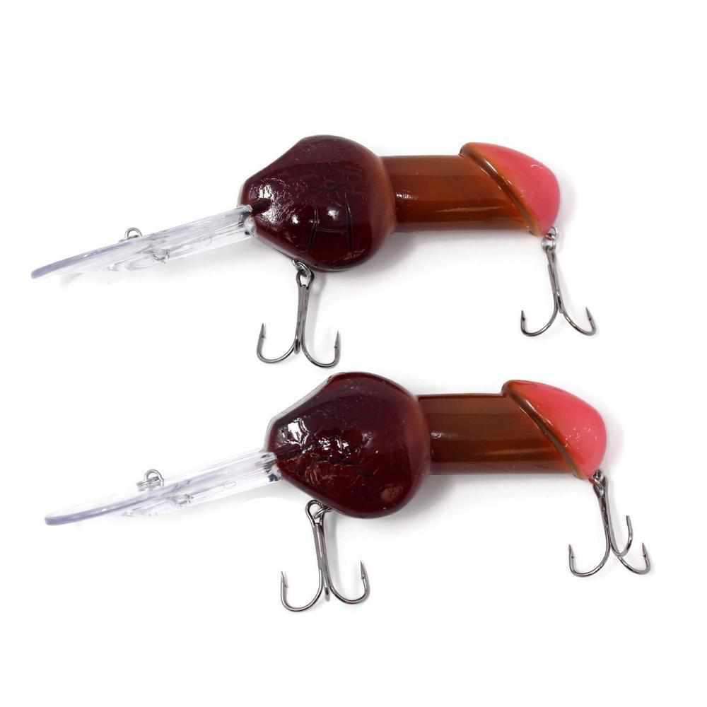 dick shaped fishing lures Cocky Crankbait Penis Lure - 2 Pack | Funny Fishing Tackle