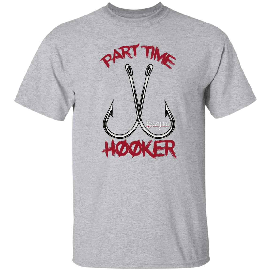 Mens Part Time Hooker T shirt Funny Fishing Hook Palestine