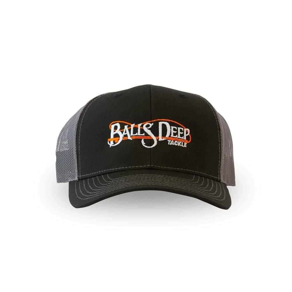 Balls Deep Tackle Fishing Hat, Black/Charcoal Snapback Cap